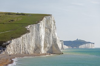 White cliffs, Seven Sisters, beach, Cuckmere Haven, East Sussex, England, Great Britain