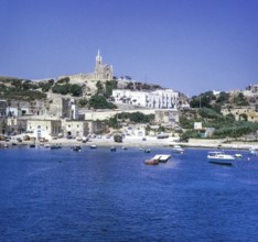 View from ferry arriving at Mgarr, Gozo, Malta, Europe 1971