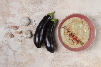 Babaganoush, eggplant appetizer, traditional Lebanese cuisine, homemade, no people