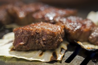 Japanese wagyu meat, steak, expensive delicacy also called Matsusaka beef, Kobe beef, Yonezawa beef