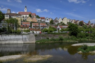 View of Horb am Neckar with the former Dominican monastery, the collegiate church Heilig Kreuz and