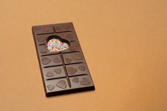 Chocolate bar with heart shape