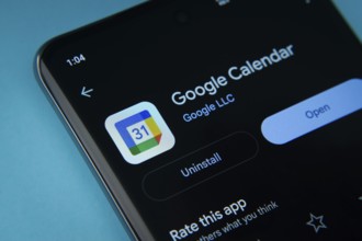 The Google Calendar app from Google Playstore is displayed on a smartphone screen