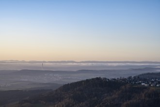 View from the 980 metre high Klippeneck on the western edge of the Swabian Alb towards Rottweil