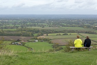 View down the valley, Edburton Hill, South Downs Way near Shoreham by Sea, West Sussex, England,