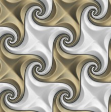 Sophisticated 3D illustration of seamless geometric swirls in gold and white, perfect for luxurious