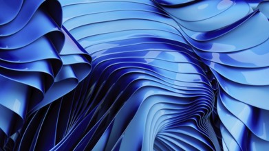 Abstract image featuring dynamic blue waves in a fluid, rhythmic pattern. This digital artwork