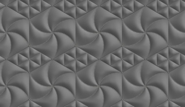 Stylish gray 3D wallpaper showcasing hexagonal and rhombus-shaped panels with soft,
