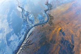 An entrancing abstract fractal piece showcasing intricate patterns and vivid color contrasts. The