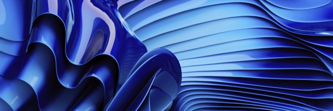Abstract design of fluid blue waves with smooth curves and dynamic movement. The vibrant shades