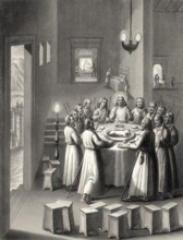 Preparation for the Last Supper, New Testament, steel engraving 1853, digitally restored