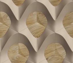 3D pattern of brown color and wood material in the form of hexagon tiles volumetric shape of
