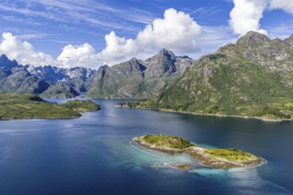 Aerial view over the Raftsund, the waterway between Lofoten and Vesteralen island, island