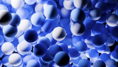 A mesmerizing illustration of 3D blue spheres clustered together, creating a dynamic and abstract