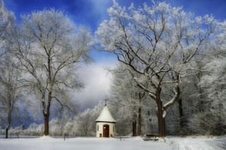 Germany, Upper Franconia, The Fatima Chapel in winter, Fichtelgebirge, Upper Franconia, Germany