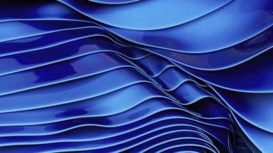 This image captures smooth blue silk waves creating a modern and elegant abstract design. The