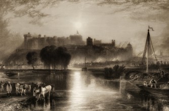 Windsor Castle, 1831, royal residence at Windsor, Berkshire, England, UK, after William Miller