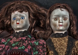 Old dolls, demonic faces