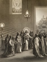 In a little while you will not see Me, after the Last Supper, New Testament, steel engraving 1853,