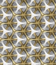 Futuristic grid white and gold metal shapes on white background. High quality seamless realistic