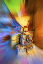 Industrial ruin, economic crisis theme, artistically modified, zoom effect