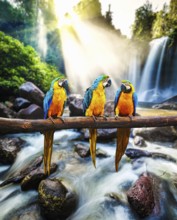 Blue-and-Yellow Macaw (Ara ararauna), also known as the Blue-and-Gold Macaw against tropical