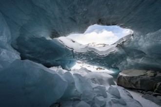 Glacier cave, ice cave, Morteratsch Glacier, Engadin, Graubünden, Switzerland
