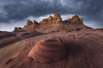 A breathtaking view of Coyote Buttes in Paria Canyon-Vermilion Cliffs Wilderness, Arizona, under