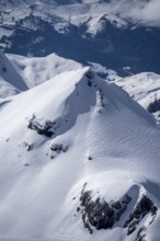 Snow-covered mountain landscape, Bernese Alps, Bernese Oberland, Switzerland