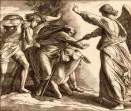 Balaam and the angel, Balaam's Donkey, Old Testament, by Julius Schnorr von Carolsfeld, 1860