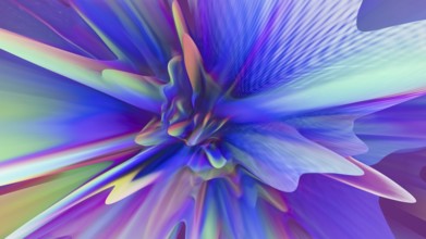 3D extrusions with holographic colors, creating a dynamic and visually captivating effect. The