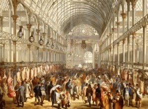 Smithfield Market, meat and poultry market hall, 19th century, London, UK