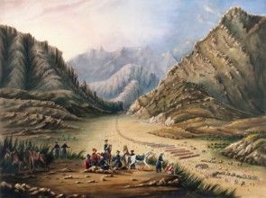 Cavalry drill in the mountains, Afghanistan