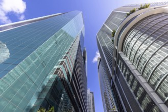 Miami downtown financial skyline and business shopping center near Biscayne bay and South beach
