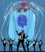 Symbolic photo, AI and AI idealized as perfection of the future, evolution or disruption, enormous