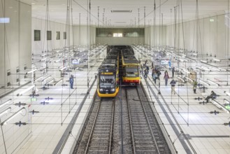 Combined solution, public transport in Karlsruhe. Realignment of trams and light rail in the city