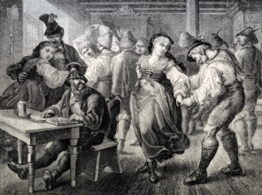 Folk dance in a pub, Bavaria, Germany, 19th Century