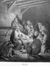 Birth of Jesus, Luke, chapter 2, verse 16, shepherds, stable, Mary and Joseph, crib, lamb, beef,