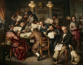 Reading rage based on a picture of Amato around 1850, historical illustration, digitally edited,