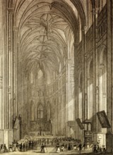 The Church of St Eustache, Paris, antique steel engraved print, 1831