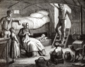 Kabine eines Binnenschiffs, 19. Jahrhundert