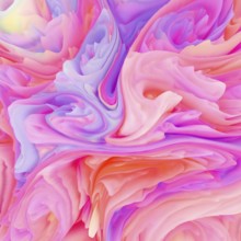 Dynamic illustration featuring pastel color bursts with swirling patterns. The lively composition