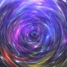 This image captures an abstract art depiction of a galaxy, featuring a swirling vortex of vibrant,
