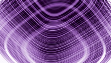 This image features a vibrant 3D render hologram of concentric circle waves in varying shades of