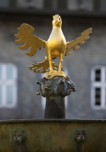 Gilded imperial eagle as a fountain eagle on the market fountain, Old Town, Goslar, UNESCO World