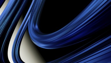 An intricate 3D rendering of dynamic blue swirls, exhibiting motion and flow in an attractor style.