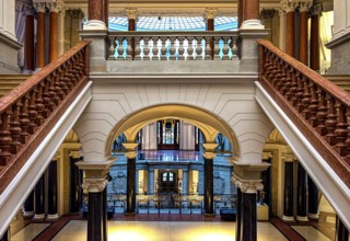 Restored staircase, interior design in the Museum of Communication on Leipziger Straße in Berlin