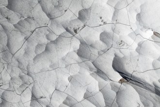 Aerial view of the pumice field in Catamarca, Argentina, featuring dramatic landscapes. Weathered