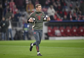 Goalkeeper coach Michael Rechner FC Bayern Munich FCB with Adidas Derbystar matches under his arm,