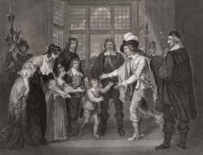 The captive King Charles I is permitted a visit from his family in the Presence of Oliver Cromwell,